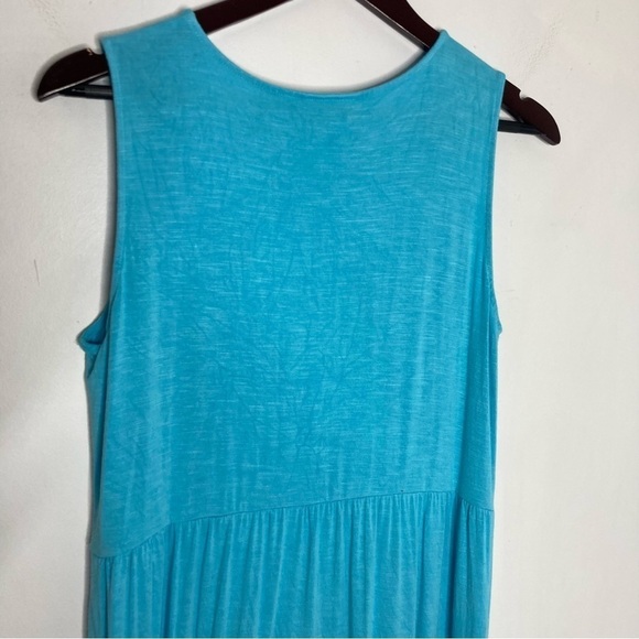 J. Jill Size Small Casual Blue Maxi Dress Sleeveless Flowy Beach Stretch - Picture 3 of 10